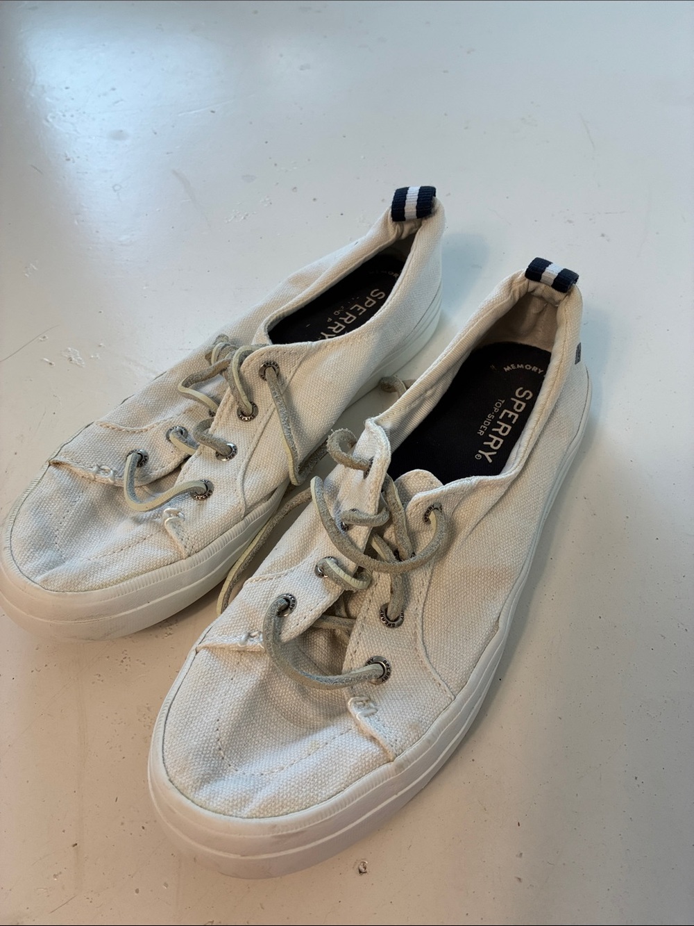 Sperry Sz 7.5 White Slip On Boat Style Shoe
